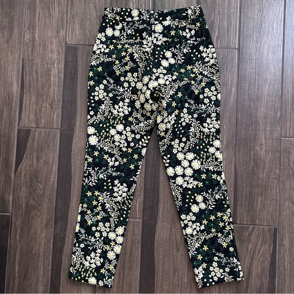 Anthropologie Current Air Daisy Floral Jacquard Slim Straight Trouser Pants XS - Picture 7 of 9